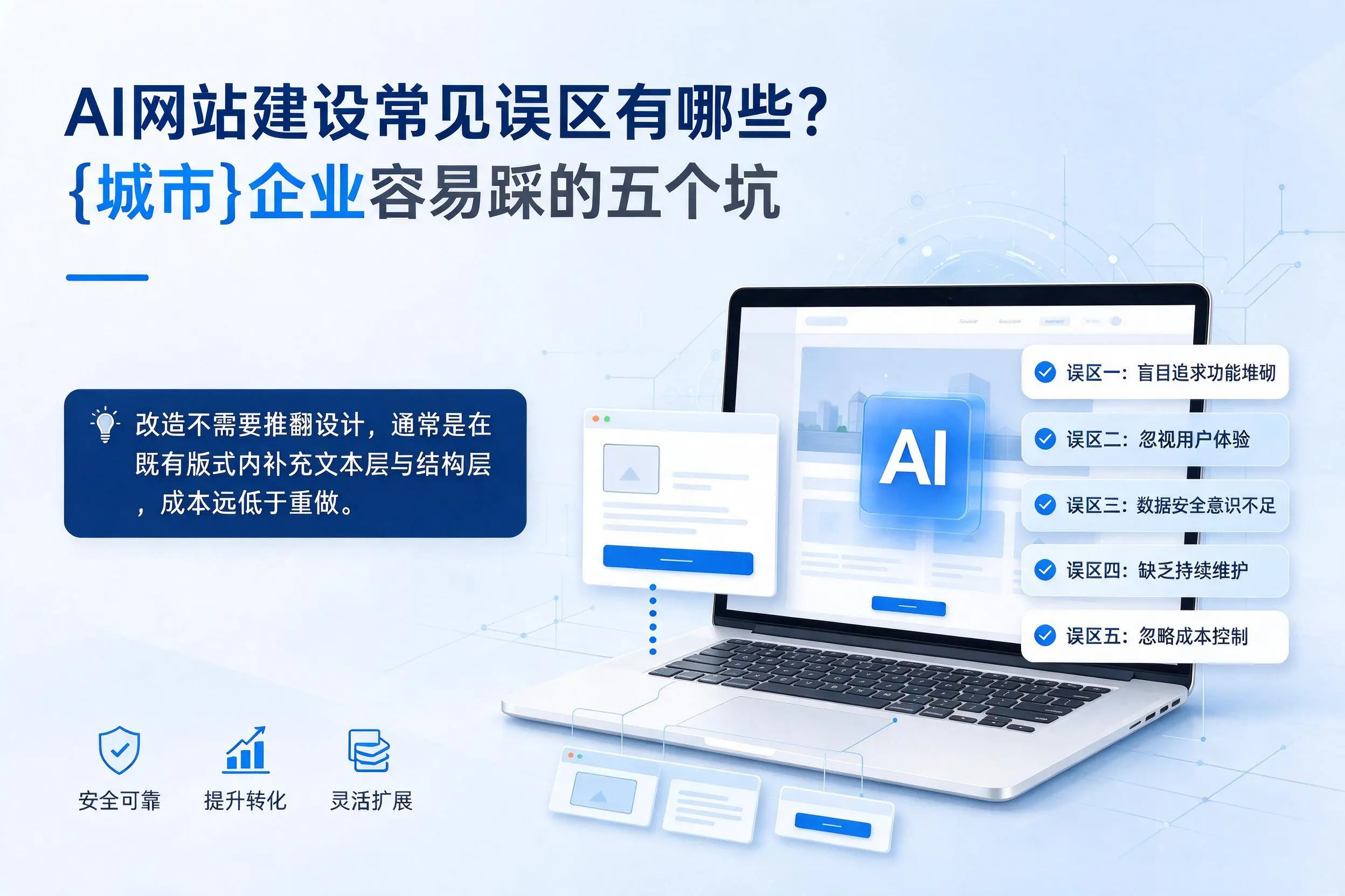 AI网站建设常见误区有哪些？屯昌企业容易踩的五个坑