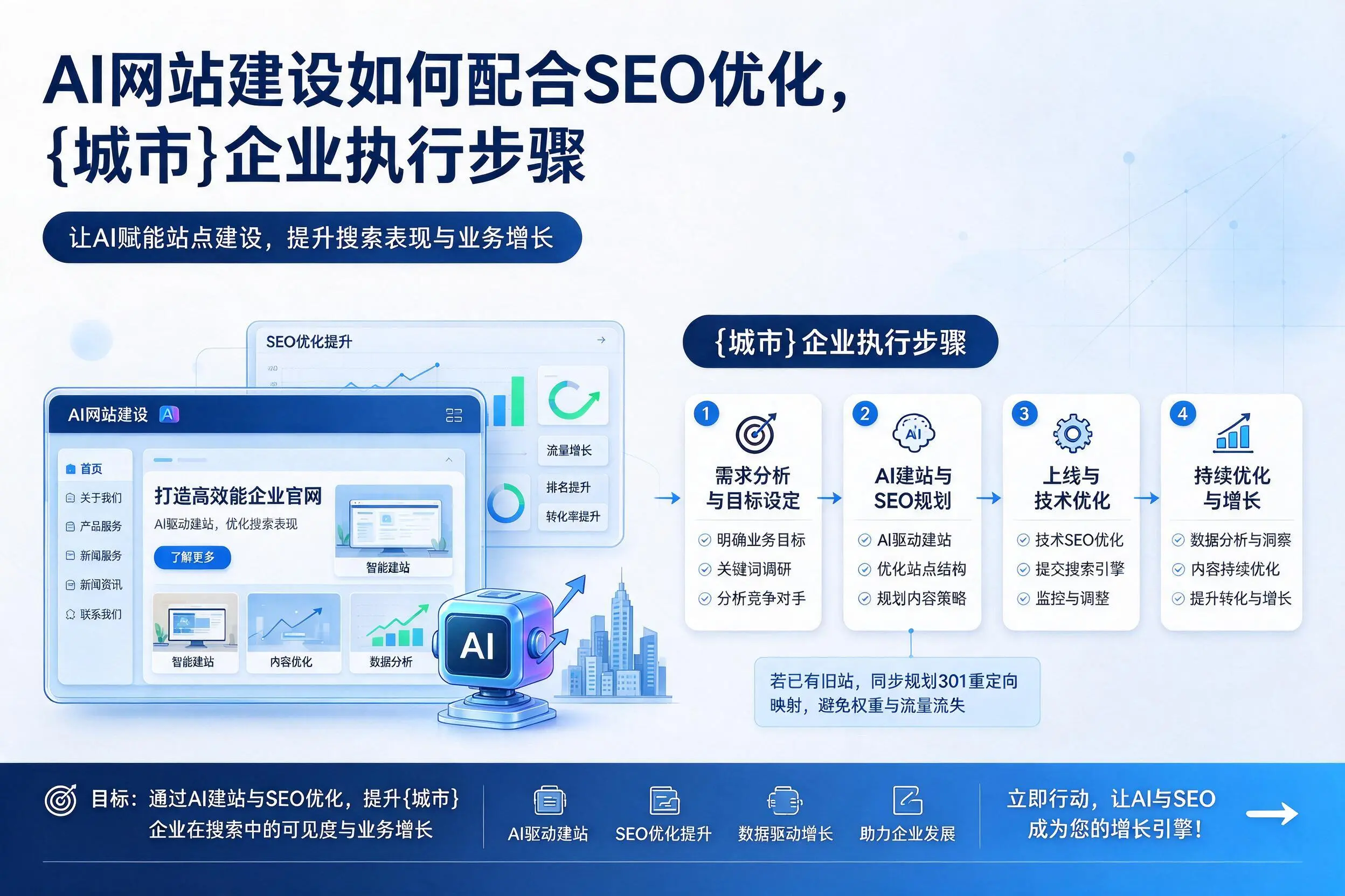 AI网站建设如何配合SEO优化，屯昌企业执行步骤