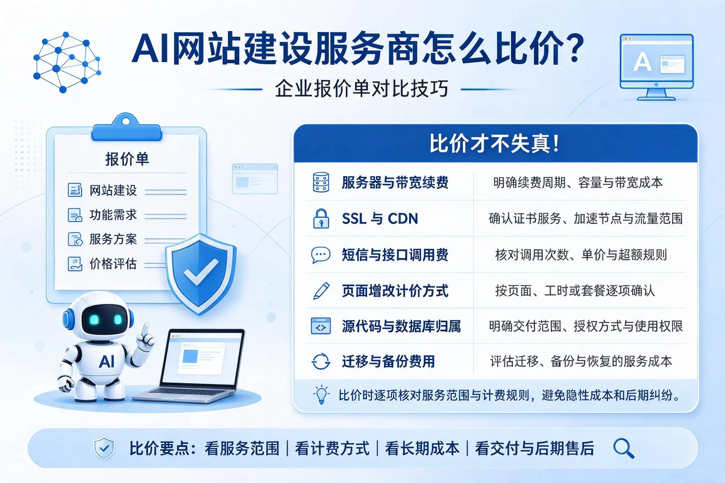 AI网站建设服务商怎么比价？屯昌企业报价单对比技巧